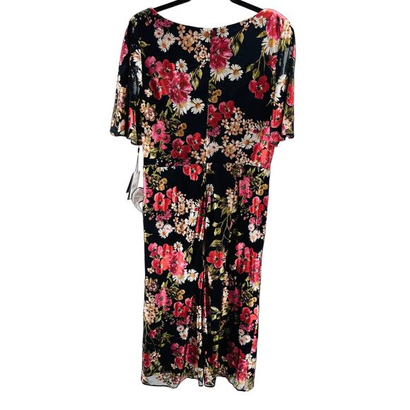 ADRIANNA PAPPEL 14 1X PLUS black floral mother of the bride midi dress NWT b85 - Picture 3 of 8